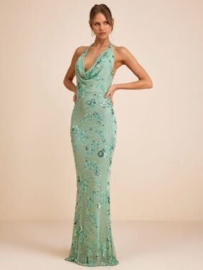 Lulus | Dresses | Lulus Moments Of Bliss Forest Green Backless Mermaid Maxi Dress Party Wedding